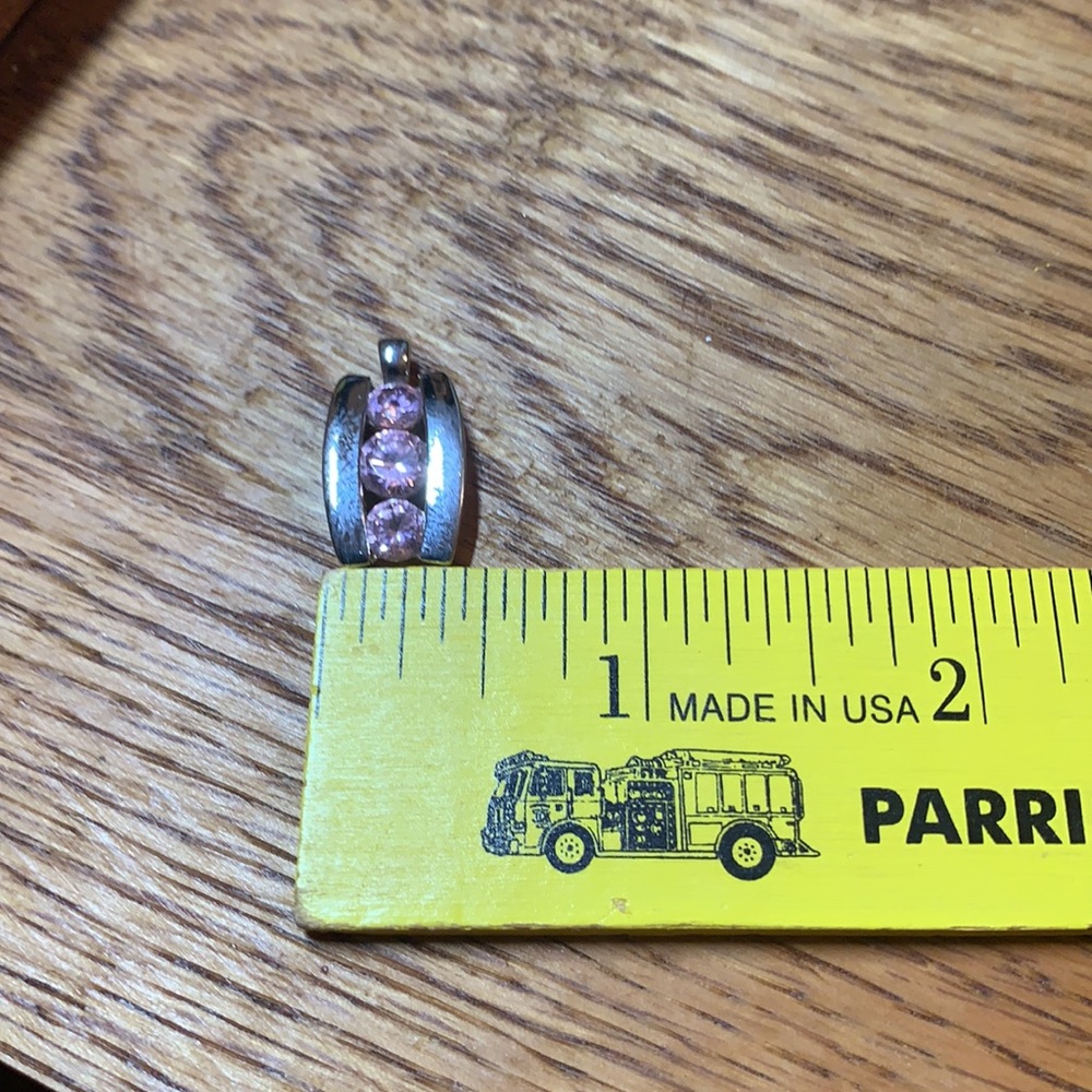 Sterling Silver Pink Cubic Zirconia Small Pendant - Picture 14 of 16